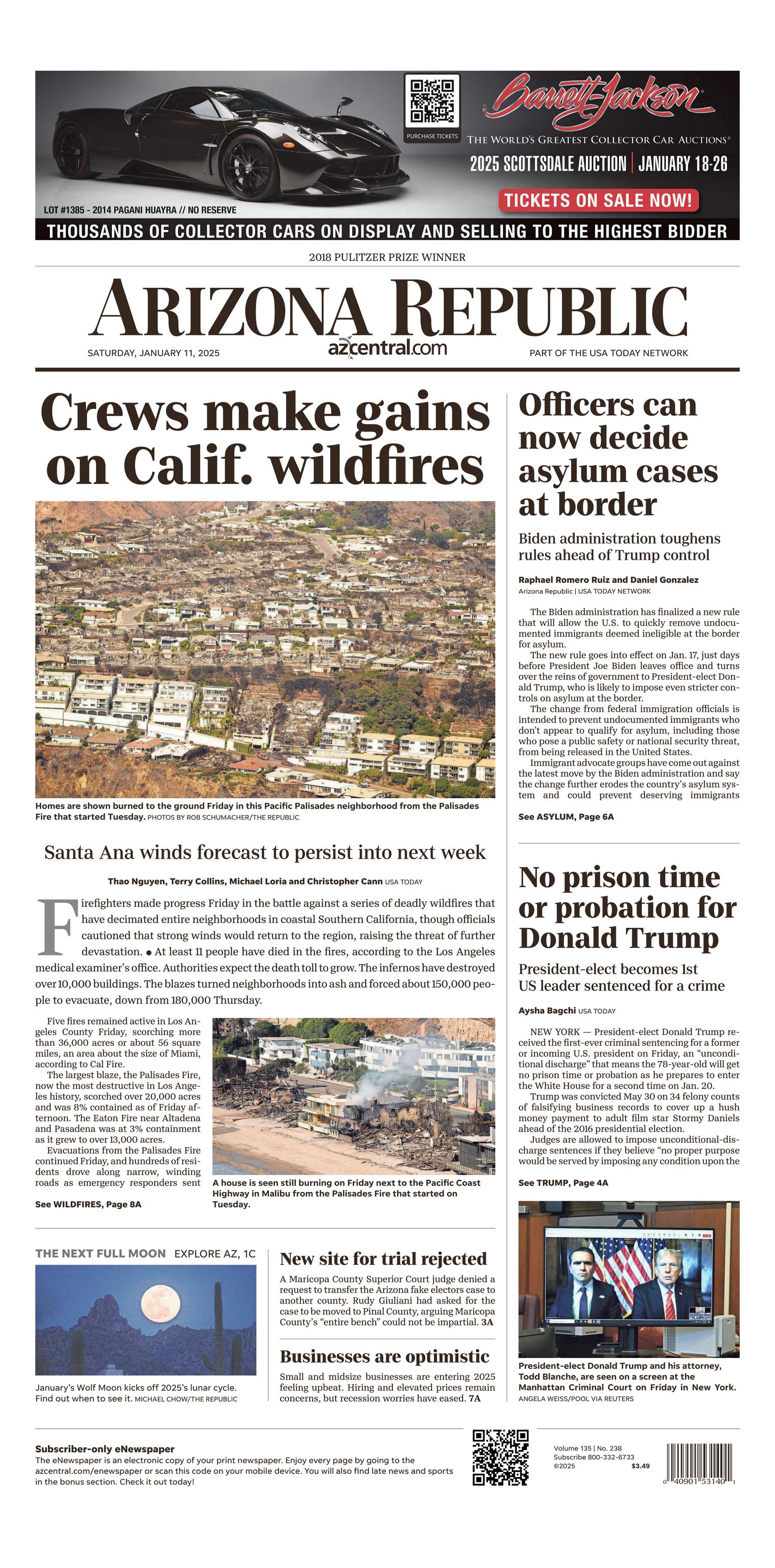 Prima-pagina-The-Arizona-Republic-oggi-edizione-di-oggi-20250111