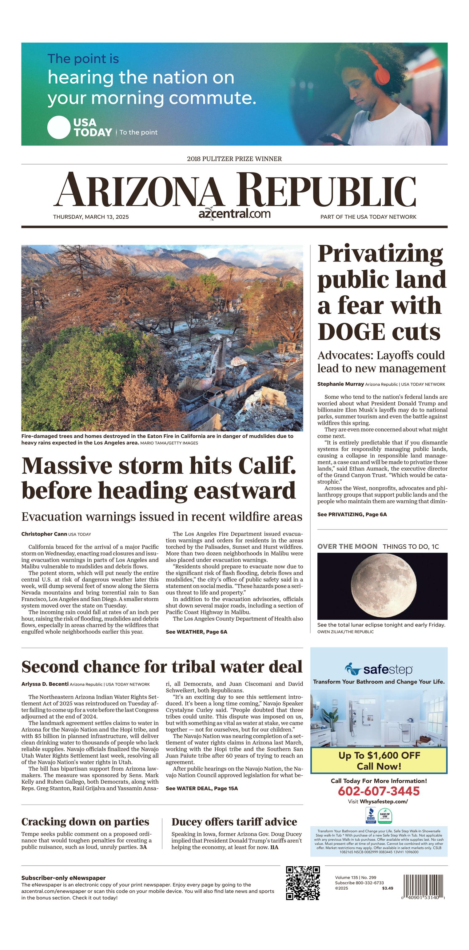 Prima-pagina-The-Arizona-Republic-oggi-edizione-di-oggi-20250313