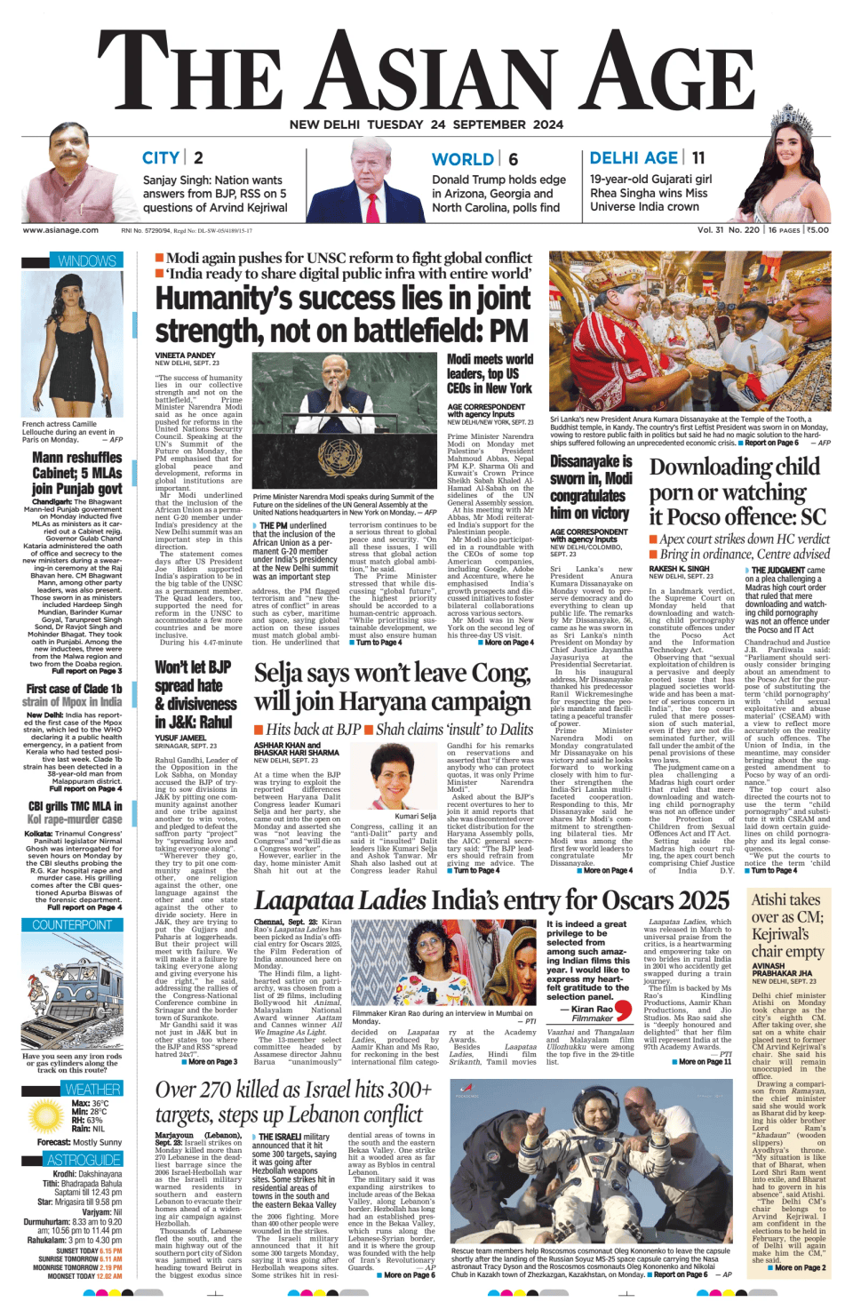 Prima-pagina-The-Asian-Age-oggi-edizione-di-oggi-20240924