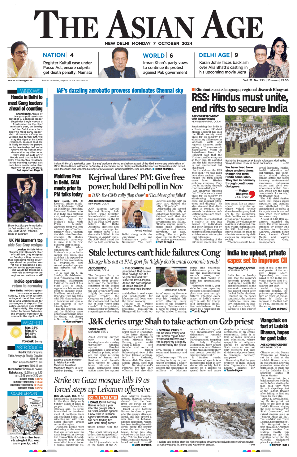 Prima-pagina-The-Asian-Age-oggi-edizione-di-oggi-20241007