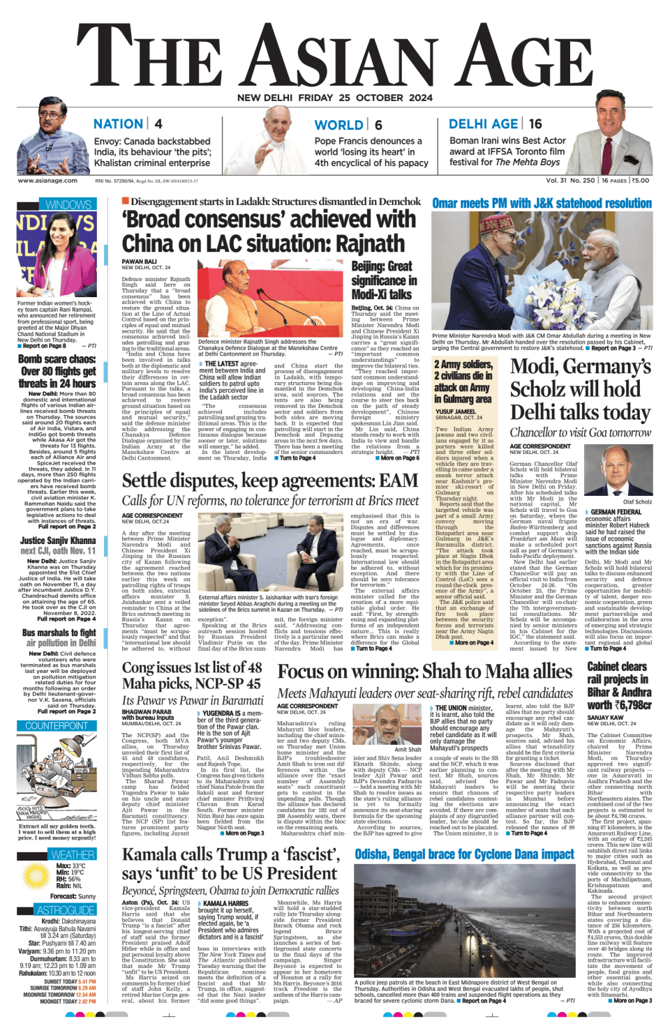 Prima-pagina-The-Asian-Age-oggi-edizione-di-oggi-20241025