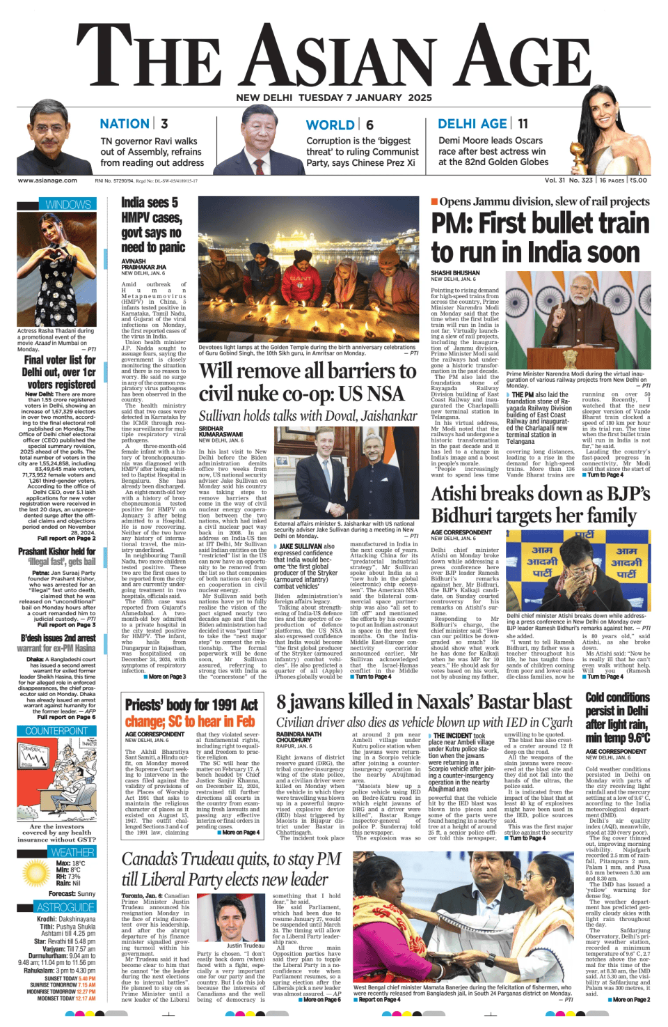 Prima-pagina-The-Asian-Age-oggi-edizione-di-oggi-20250107