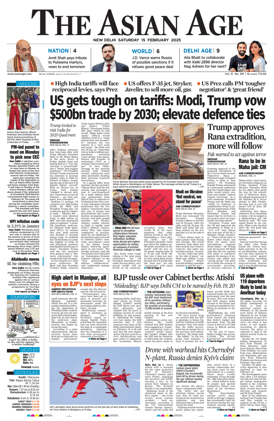 Prima-pagina-The-Asian-Age-oggi-edizione-di-oggi-20250215