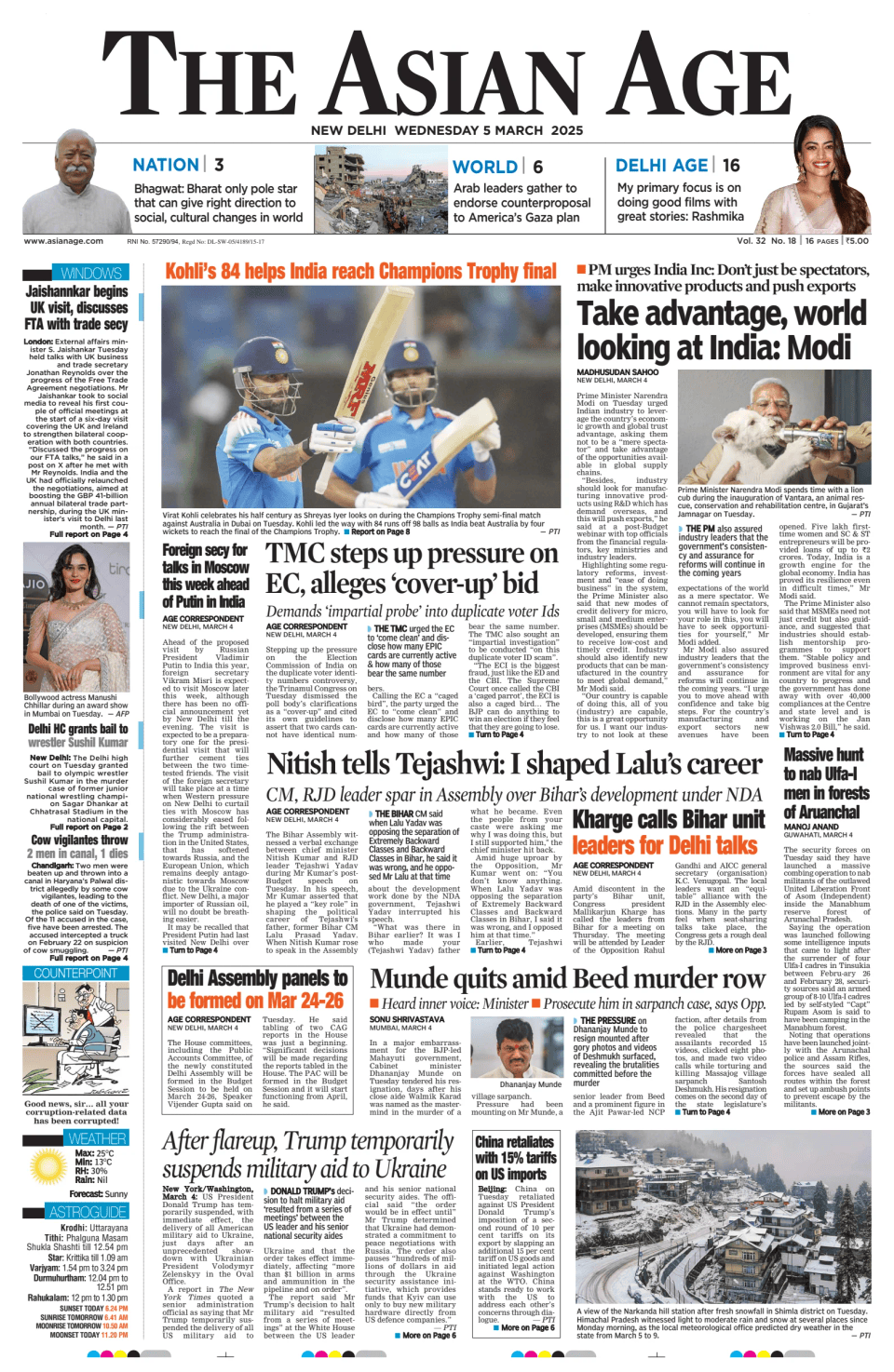 Prima-pagina-The-Asian-Age-oggi-edizione-di-oggi-20250305