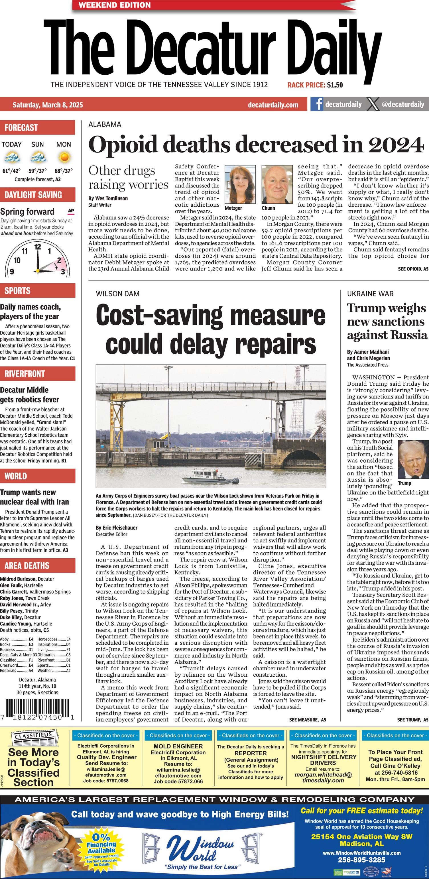 Prima-pagina-The-Decatur-Daily-oggi-edizione-di-oggi-20250308