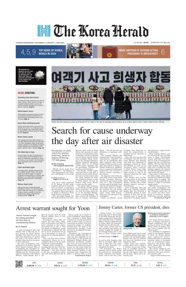 Prima-pagina-The-Korea-Herald-oggi-edizione-di-oggi-20241231