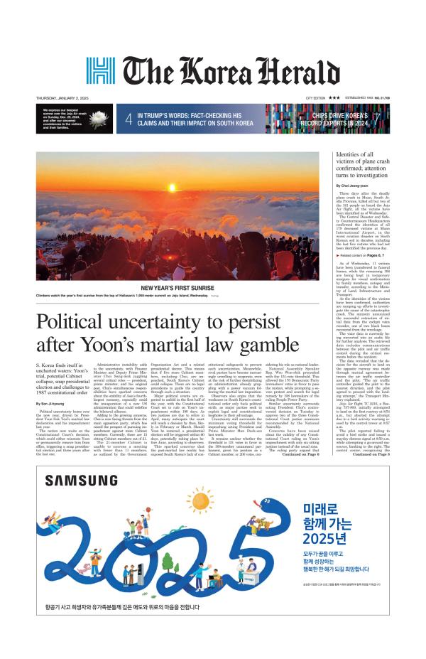 Prima-pagina-The-Korea-Herald-oggi-edizione-di-oggi-20250102