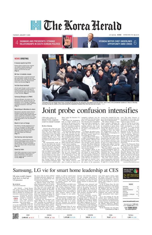 Prima-pagina-The-Korea-Herald-oggi-edizione-di-oggi-20250107