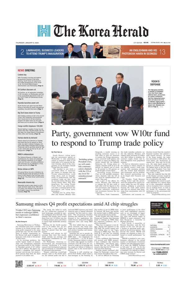 Prima-pagina-The-Korea-Herald-oggi-edizione-di-oggi-20250109