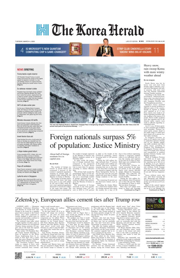 Prima-pagina-The-Korea-Herald-oggi-edizione-di-oggi-20250304