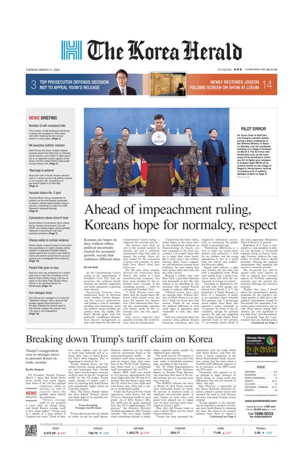 Prima-pagina-The-Korea-Herald-oggi-edizione-di-oggi-20250311