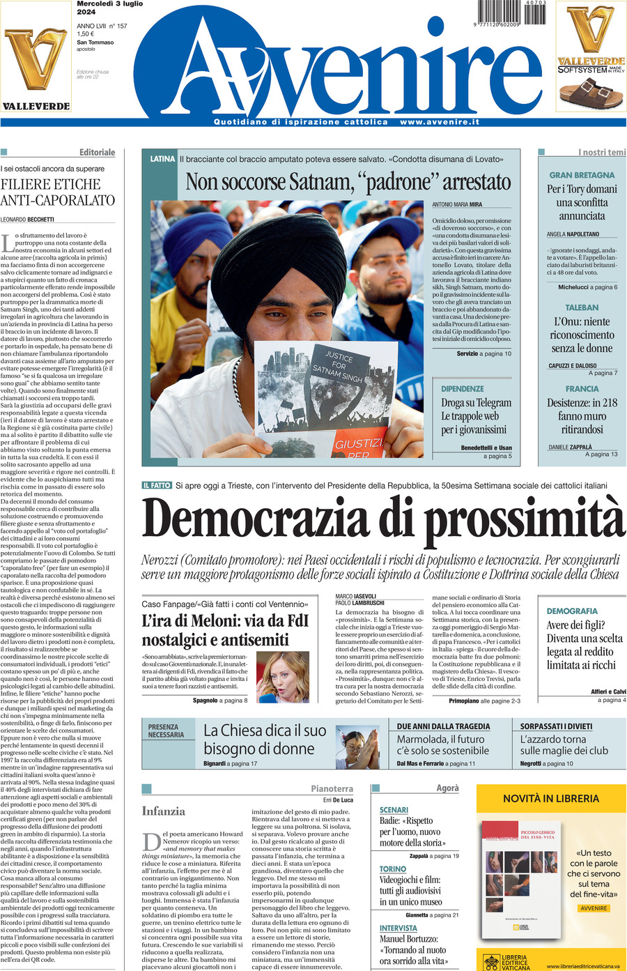 Prima-pagina-avvenire-edizione-di-oggi-03-07-2024