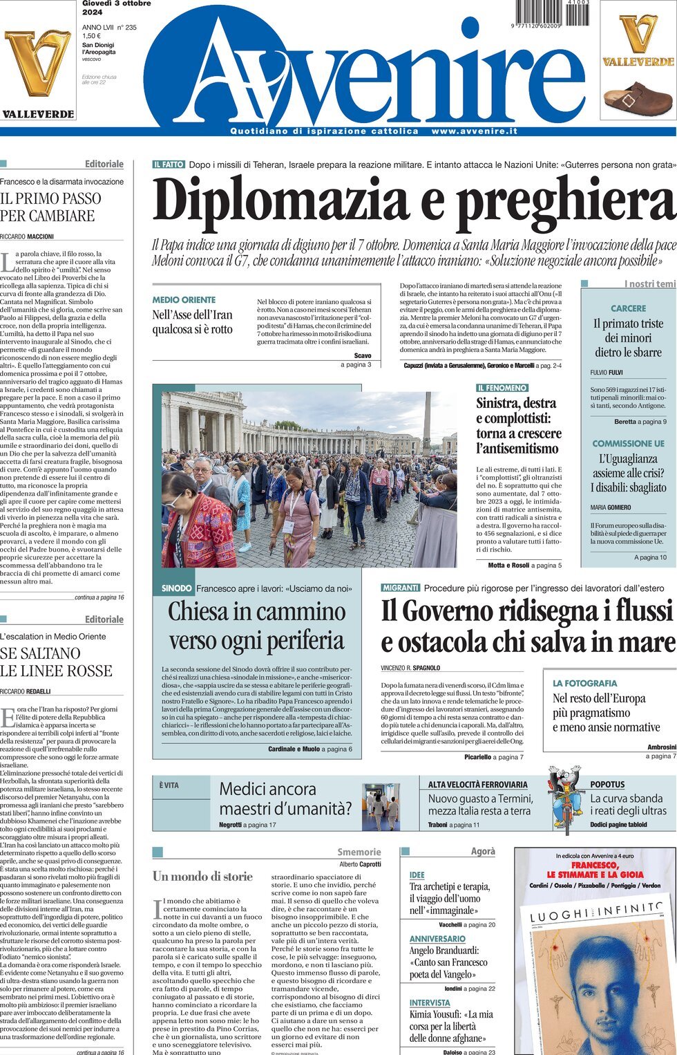 Prima-pagina-avvenire-edizione-di-oggi-03-10-2024