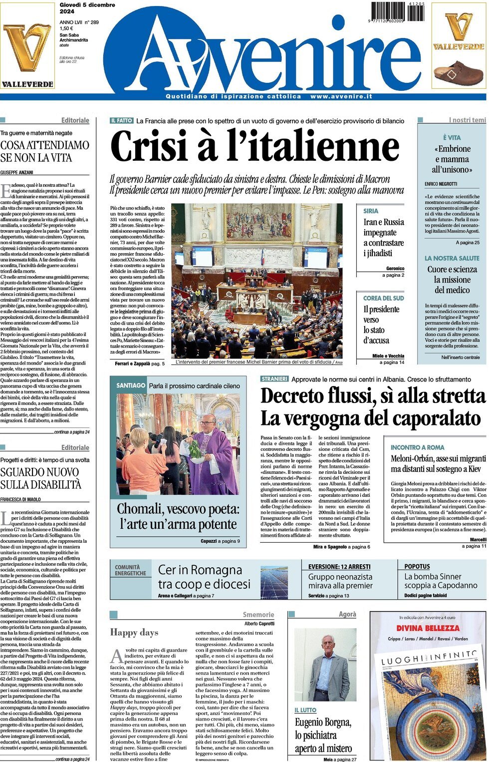 Prima-pagina-avvenire-edizione-di-oggi-05-12-2024