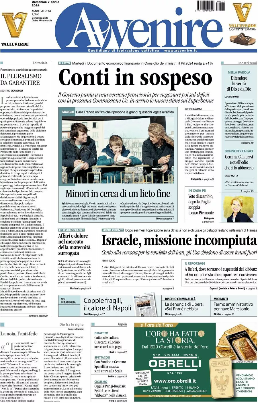 Prima-pagina-avvenire-edizione-di-oggi-07-04-2024