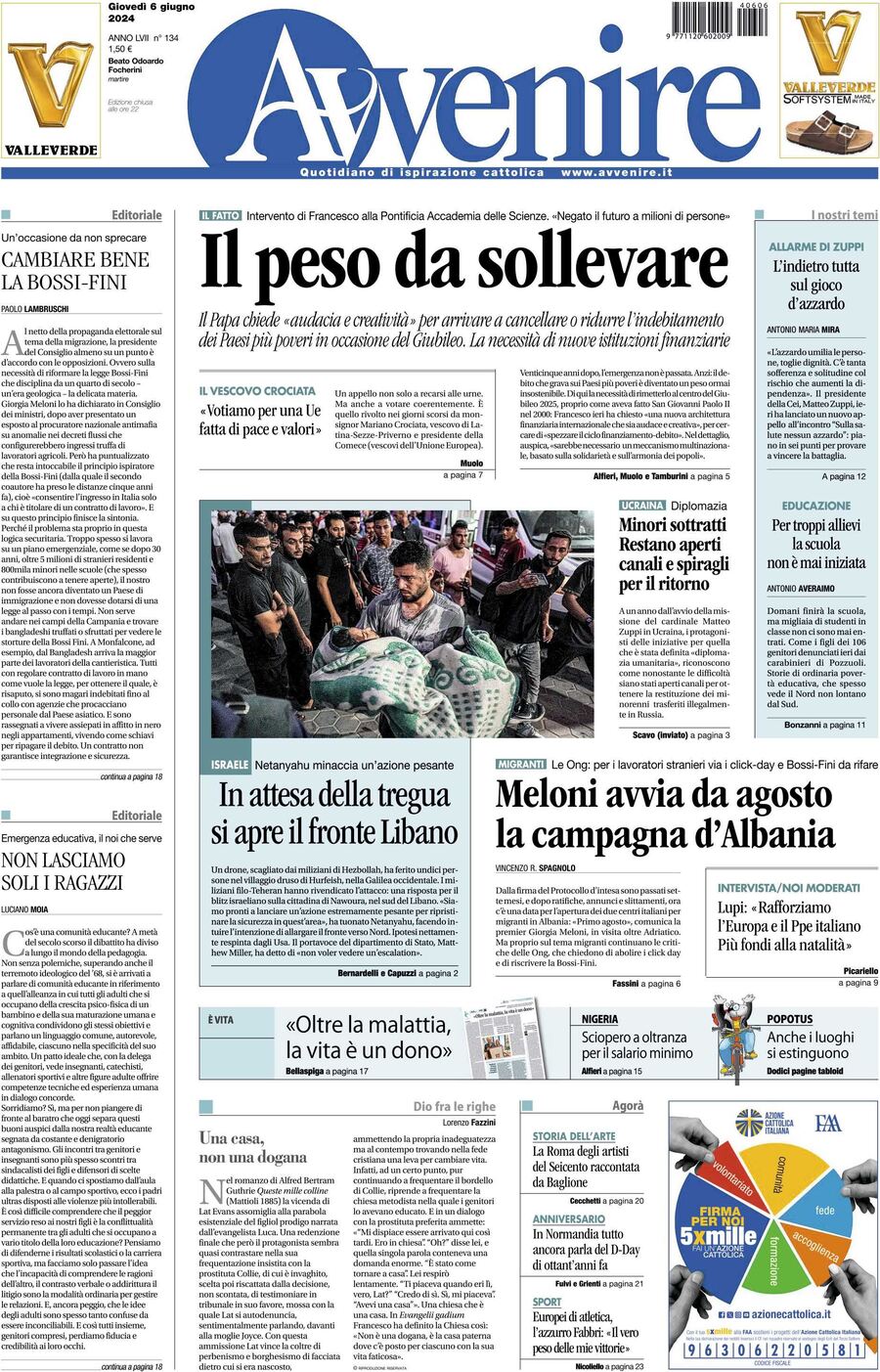 Prima-pagina-avvenire-edizione-di-oggi-07-06-2024