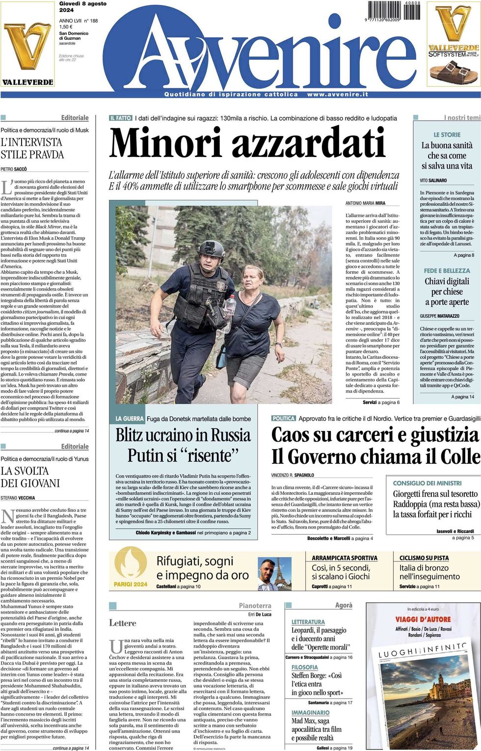 Prima-pagina-avvenire-edizione-di-oggi-08-08-2024