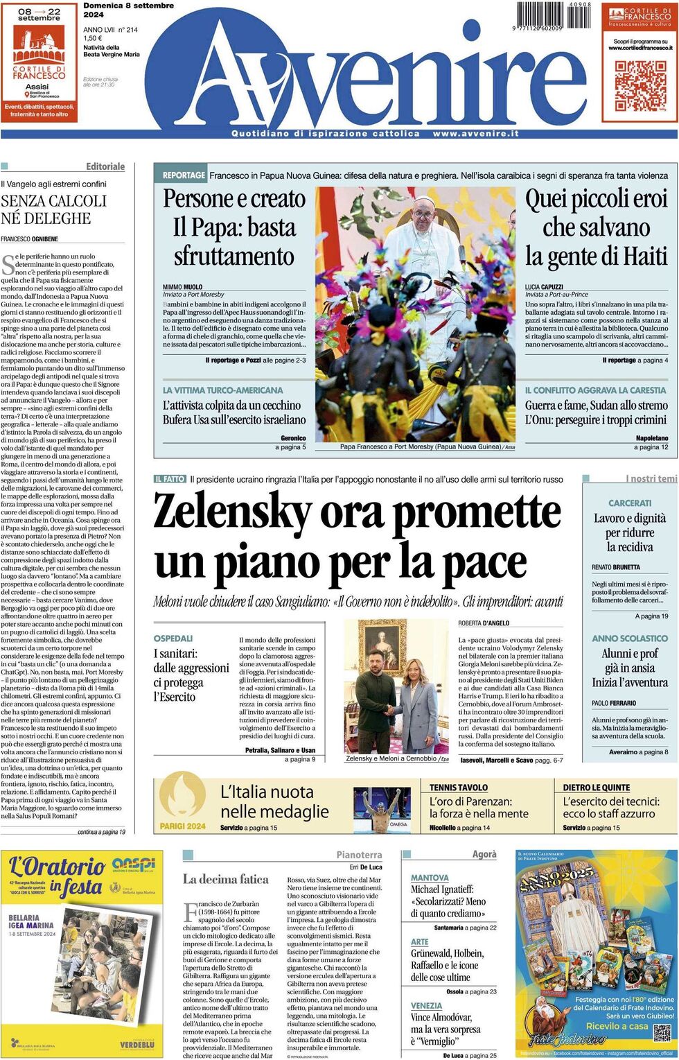 Prima-pagina-avvenire-edizione-di-oggi-08-09-2024