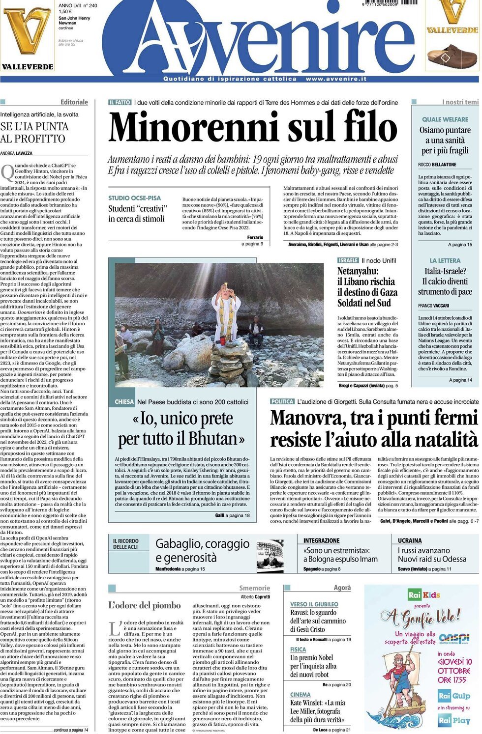 Prima-pagina-avvenire-edizione-di-oggi-09-10-2024