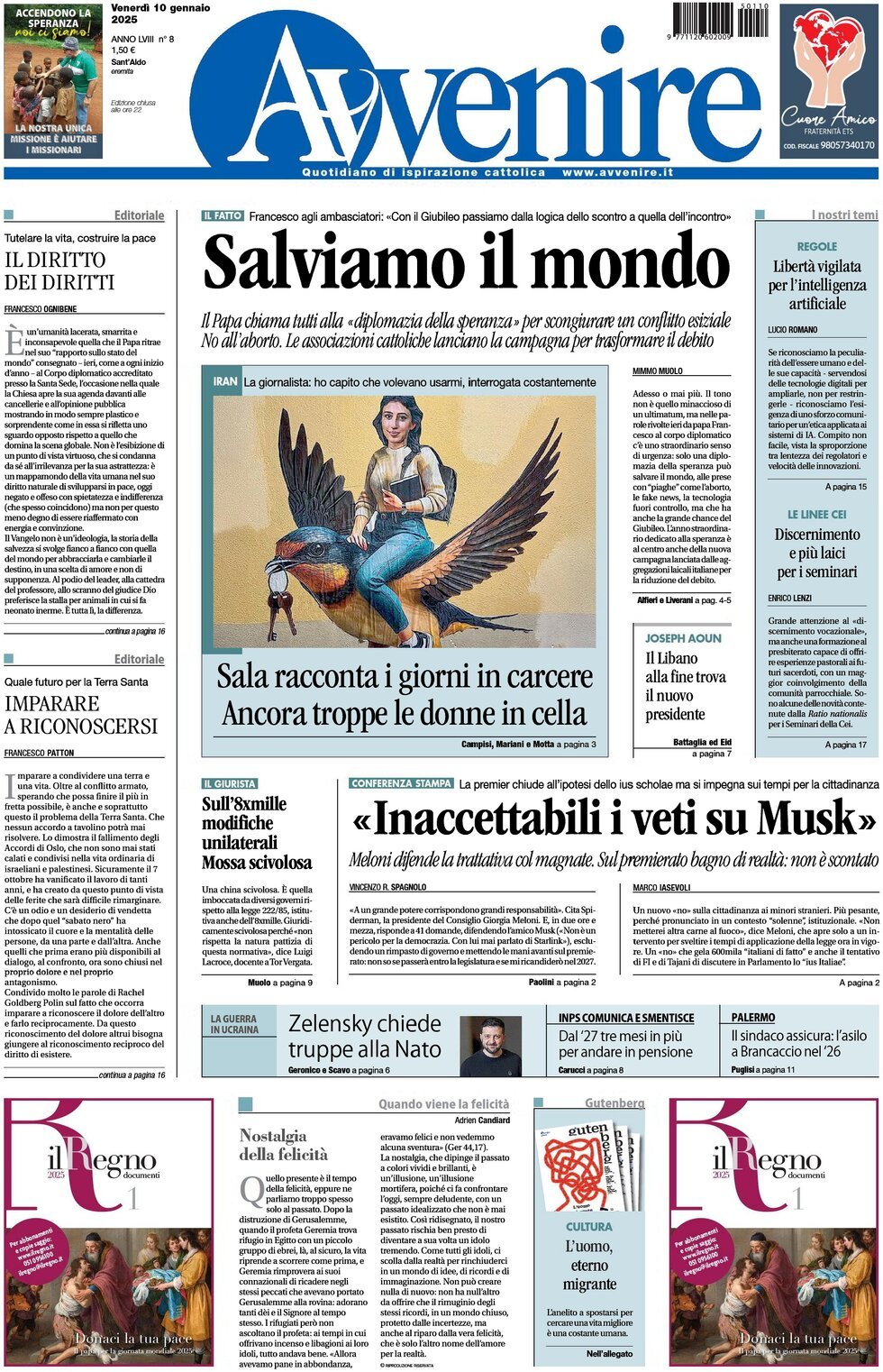 Prima-pagina-avvenire-edizione-di-oggi-10-01-2025