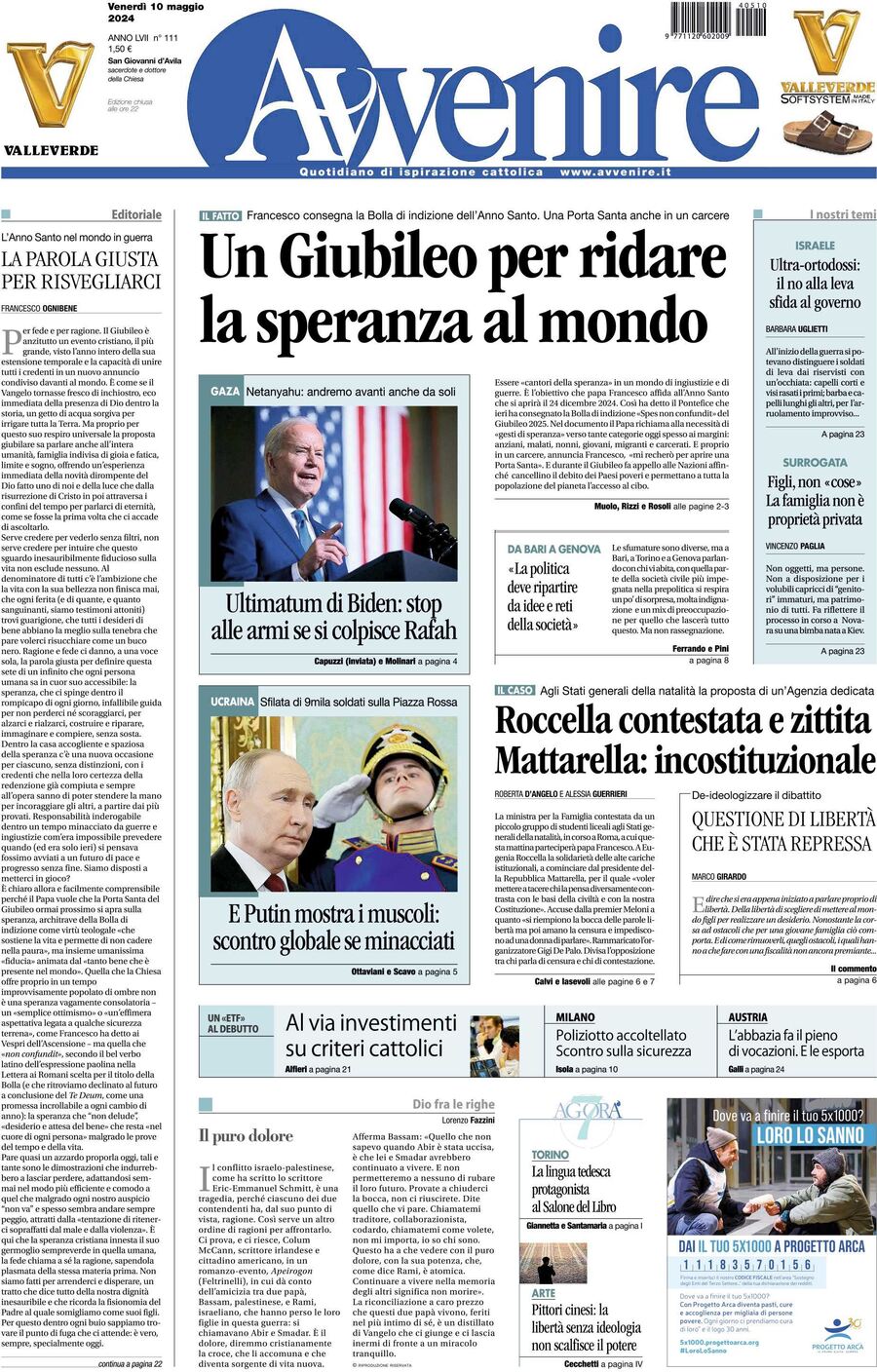 Prima-pagina-avvenire-edizione-di-oggi-10-05-2024