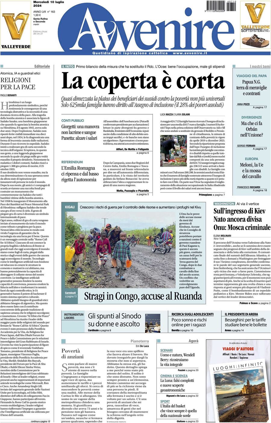 Prima-pagina-avvenire-edizione-di-oggi-10-07-2024