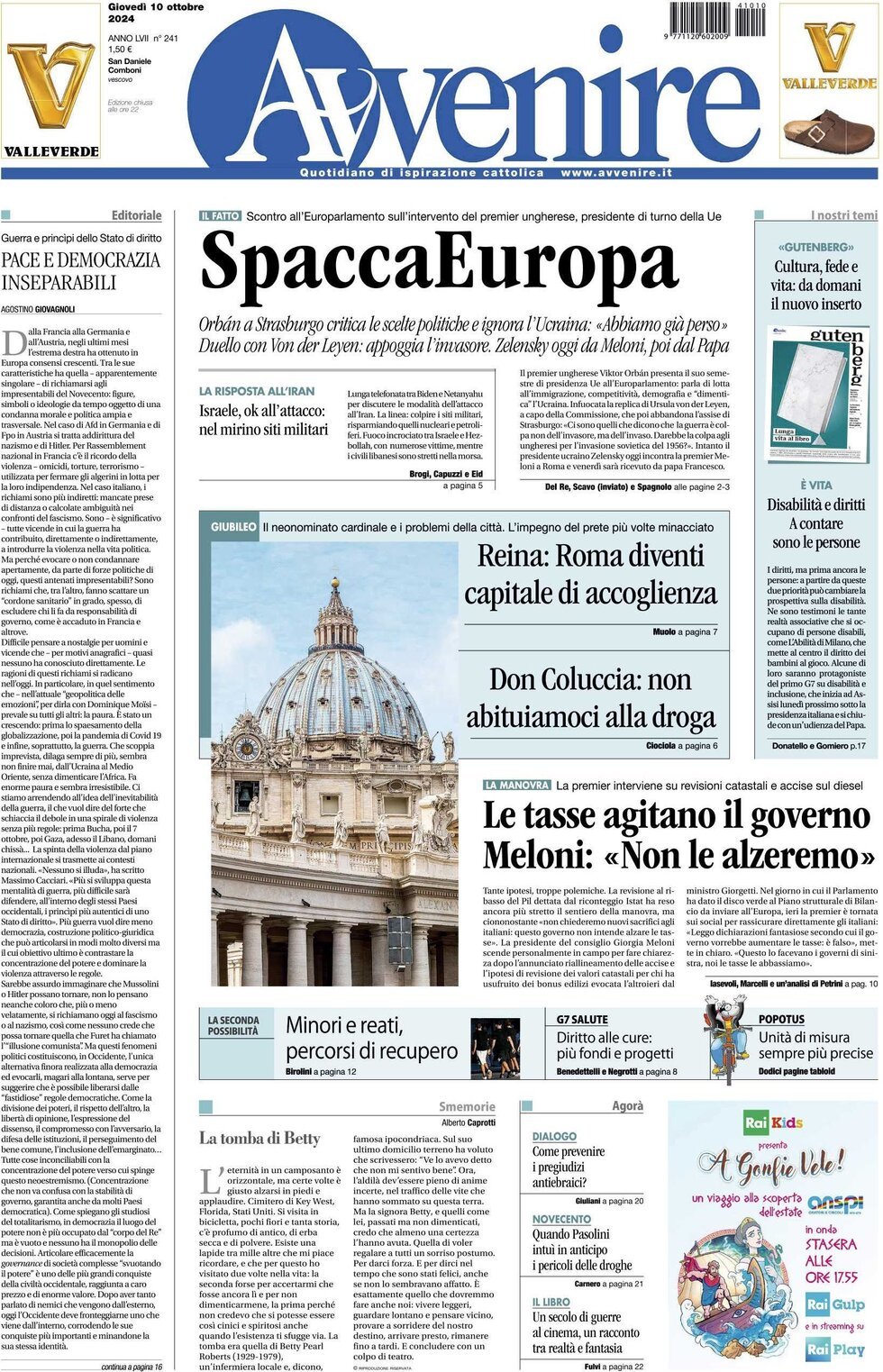 Prima-pagina-avvenire-edizione-di-oggi-10-10-2024