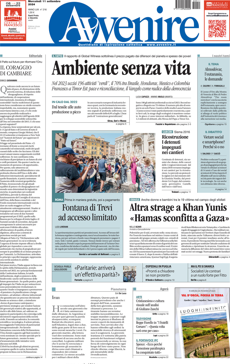 Prima-pagina-avvenire-edizione-di-oggi-11-09-2024