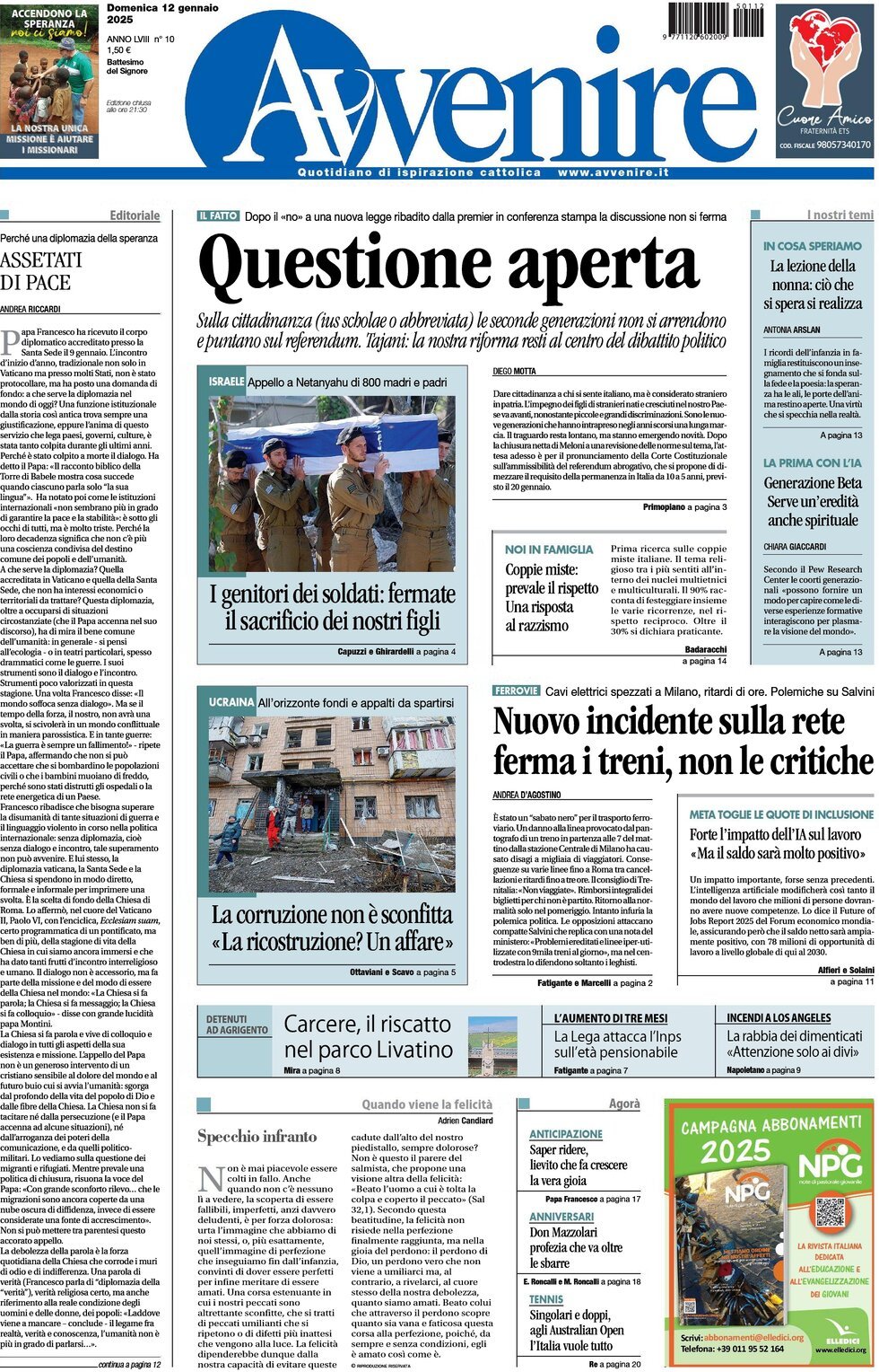 Prima-pagina-avvenire-edizione-di-oggi-12-01-2025