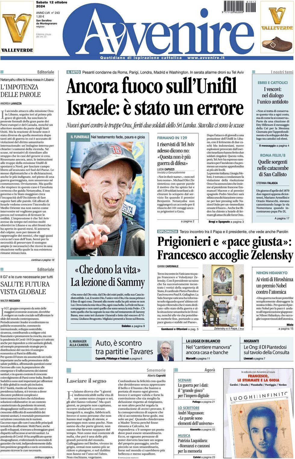 Prima-pagina-avvenire-edizione-di-oggi-12-10-2024