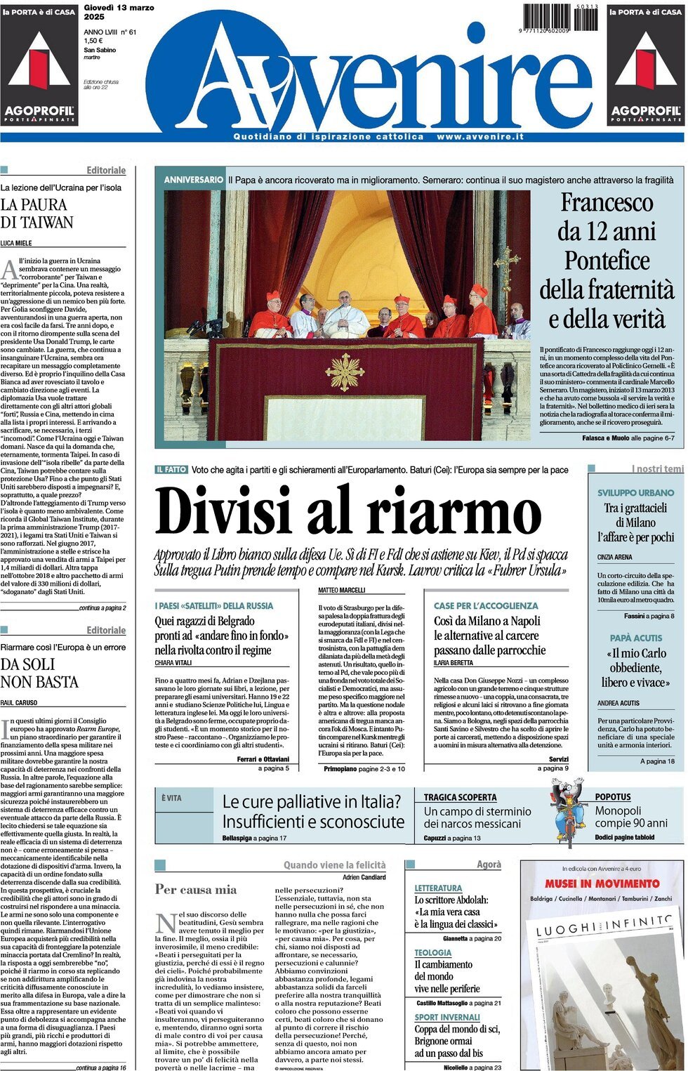 Prima-pagina-avvenire-edizione-di-oggi-13-03-2025