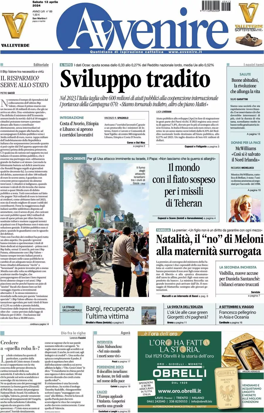 Prima-pagina-avvenire-edizione-di-oggi-13-04-2024