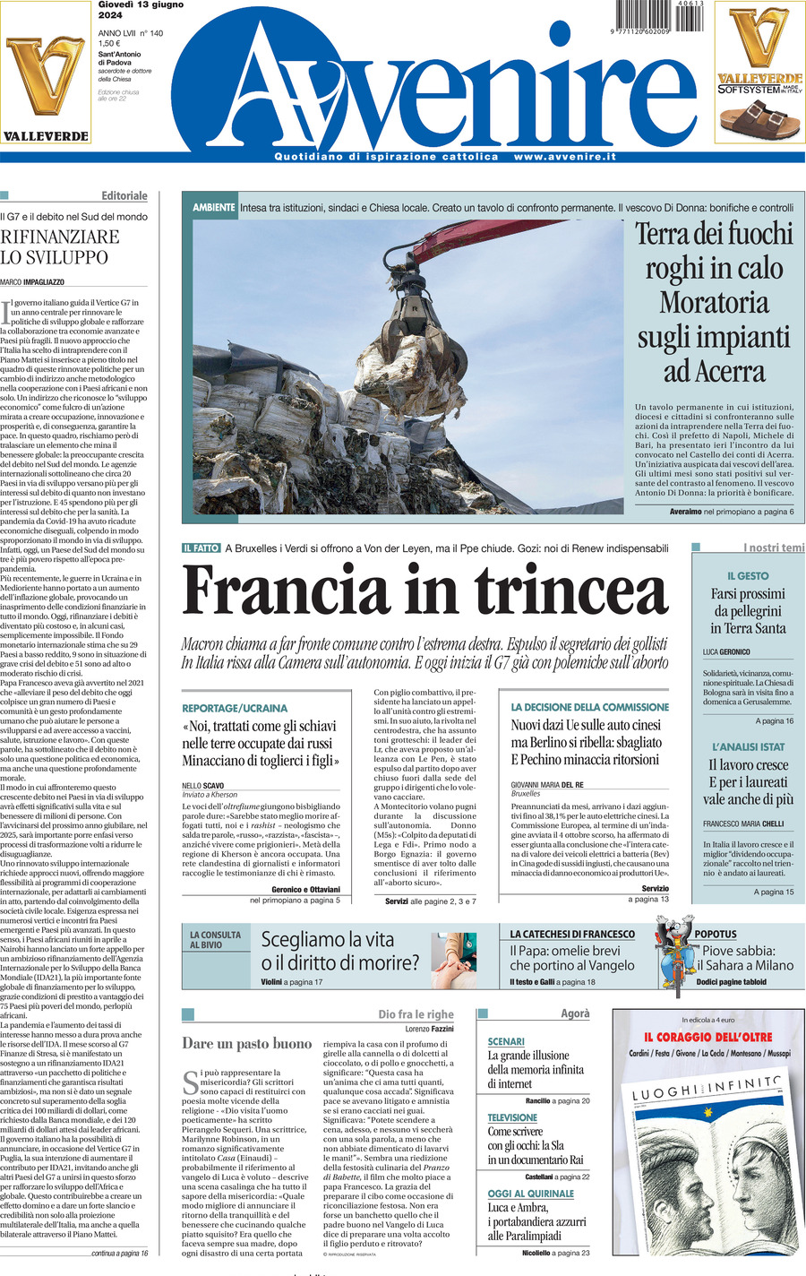 Prima-pagina-avvenire-edizione-di-oggi-13-06-2024