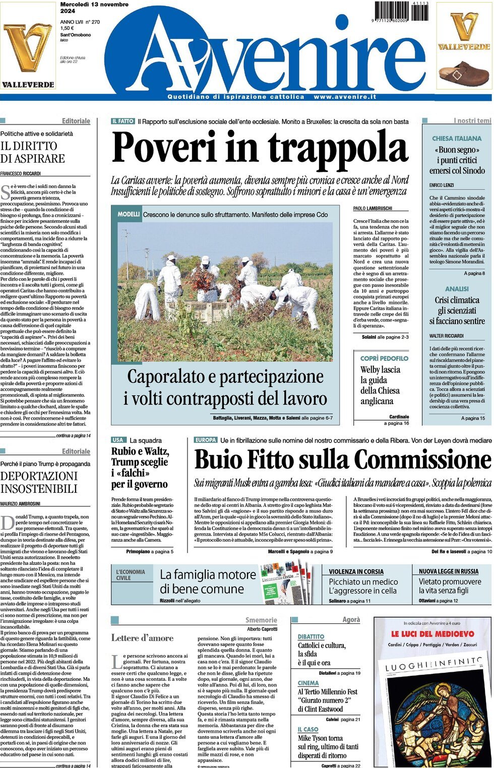 Prima-pagina-avvenire-edizione-di-oggi-13-11-2024