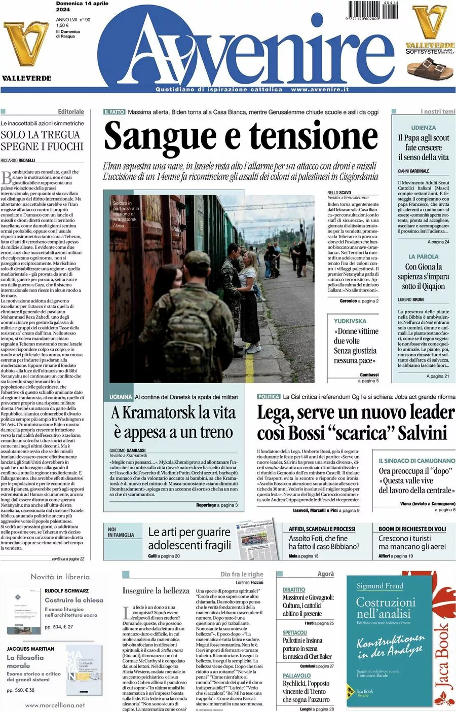 Prima-pagina-avvenire-edizione-di-oggi-14-04-2024