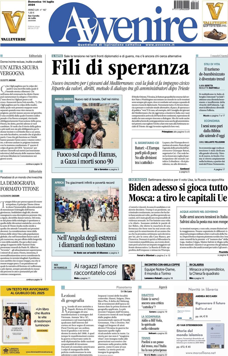 Prima-pagina-avvenire-edizione-di-oggi-14-07-2024