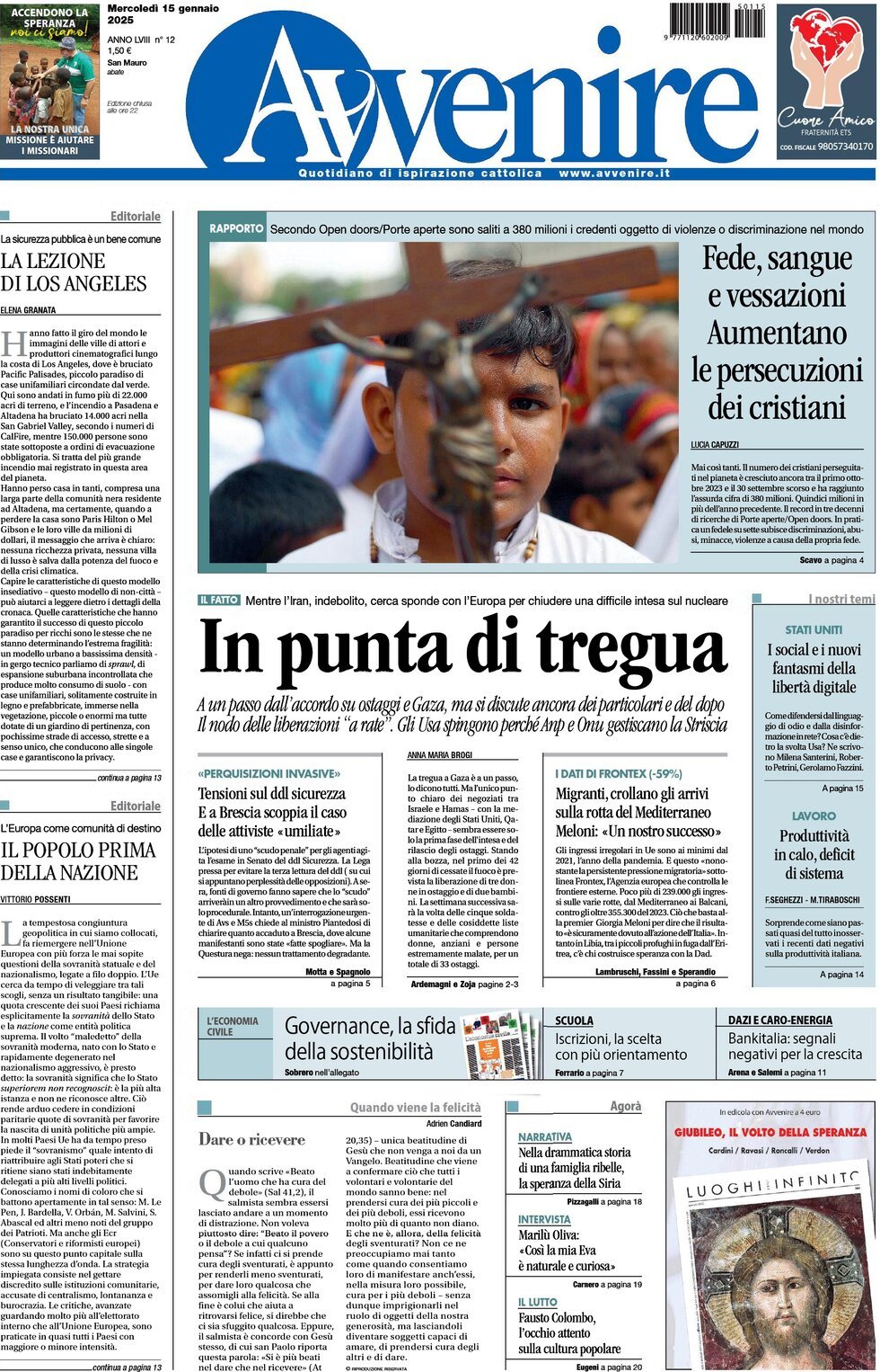 Prima-pagina-avvenire-edizione-di-oggi-15-01-2025