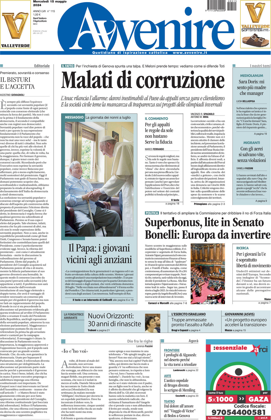 Prima-pagina-avvenire-edizione-di-oggi-15-05-2024