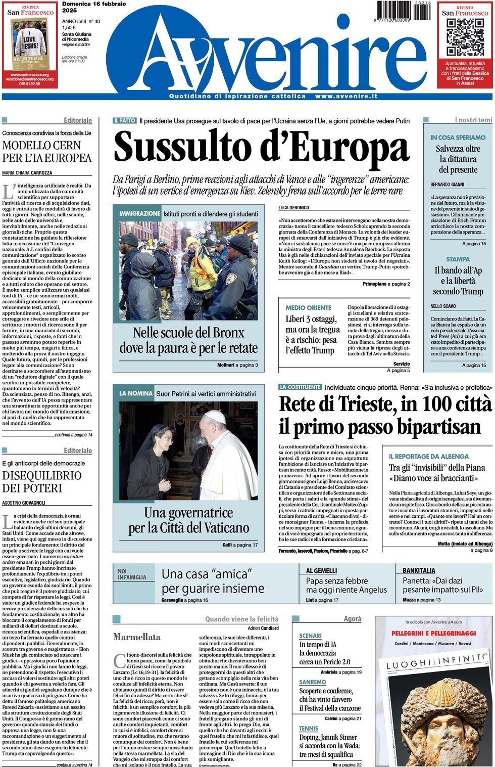 Prima-pagina-avvenire-edizione-di-oggi-16-02-2025