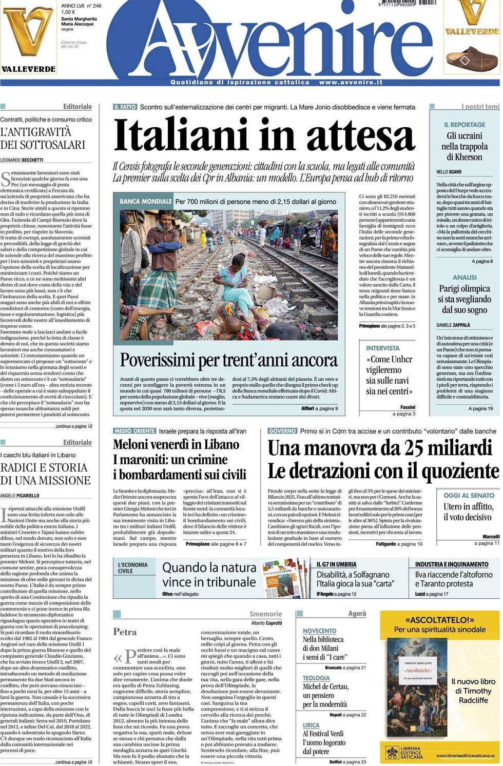 Prima-pagina-avvenire-edizione-di-oggi-16-10-2024