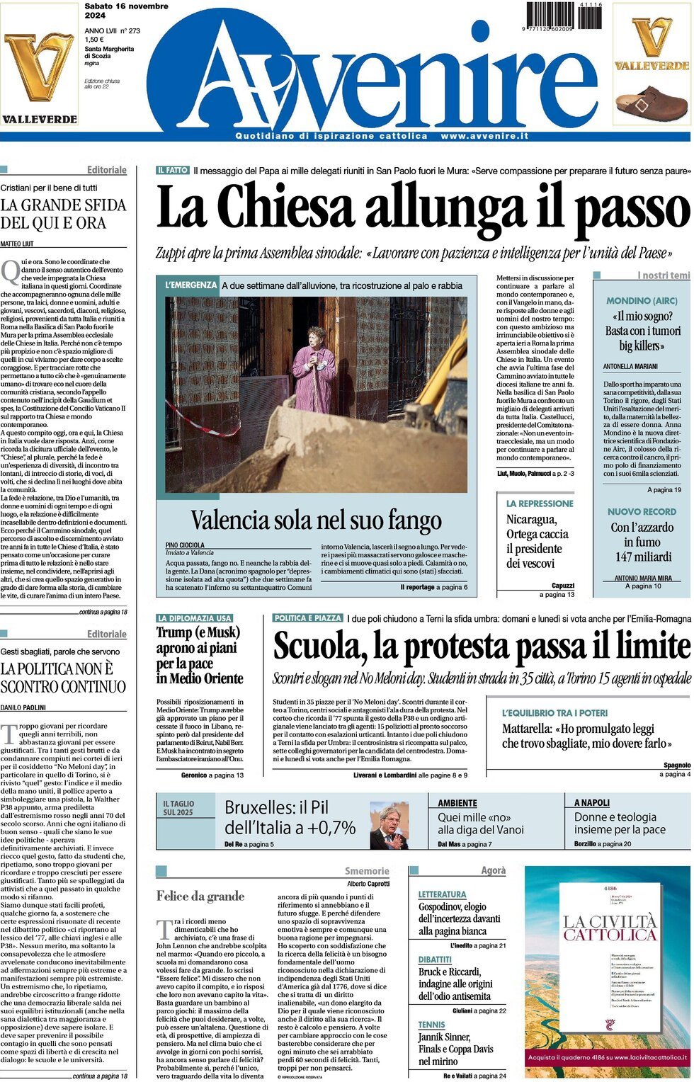 Prima-pagina-avvenire-edizione-di-oggi-16-11-2024