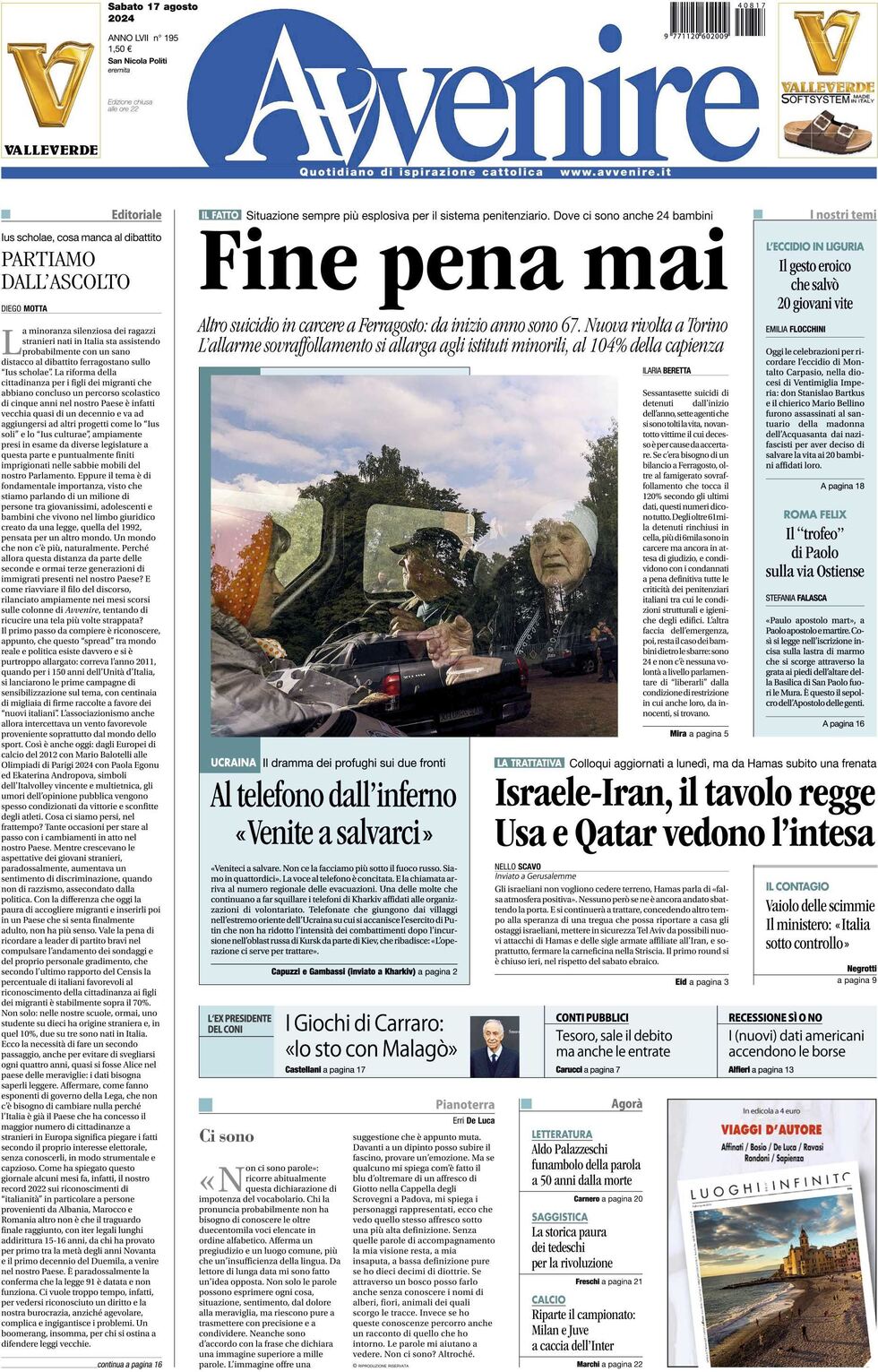 Prima-pagina-avvenire-edizione-di-oggi-17-08-2024