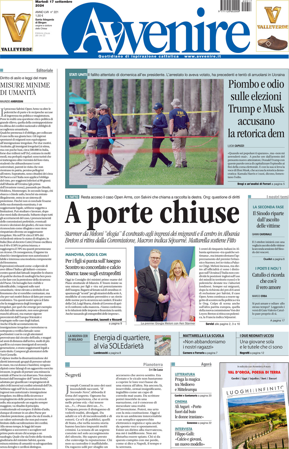 Prima-pagina-avvenire-edizione-di-oggi-17-09-2024