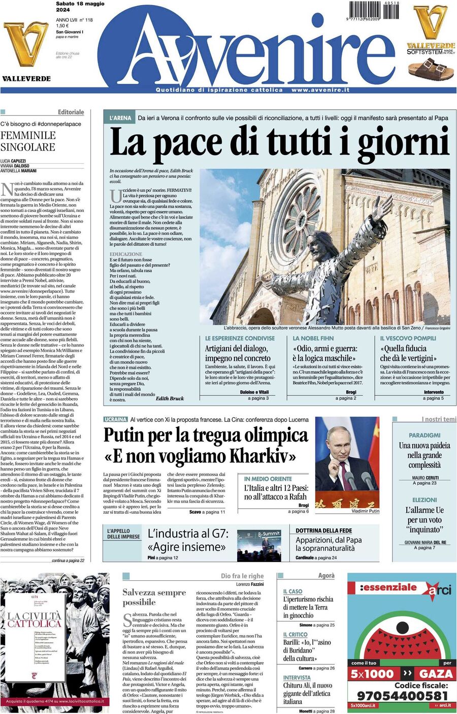 Prima-pagina-avvenire-edizione-di-oggi-18-05-2024