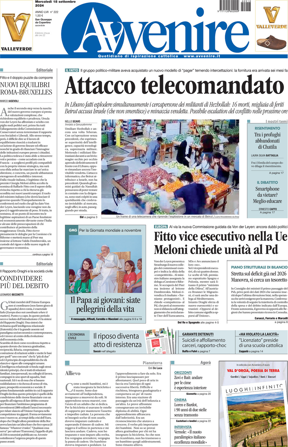 Prima-pagina-avvenire-edizione-di-oggi-18-09-2024