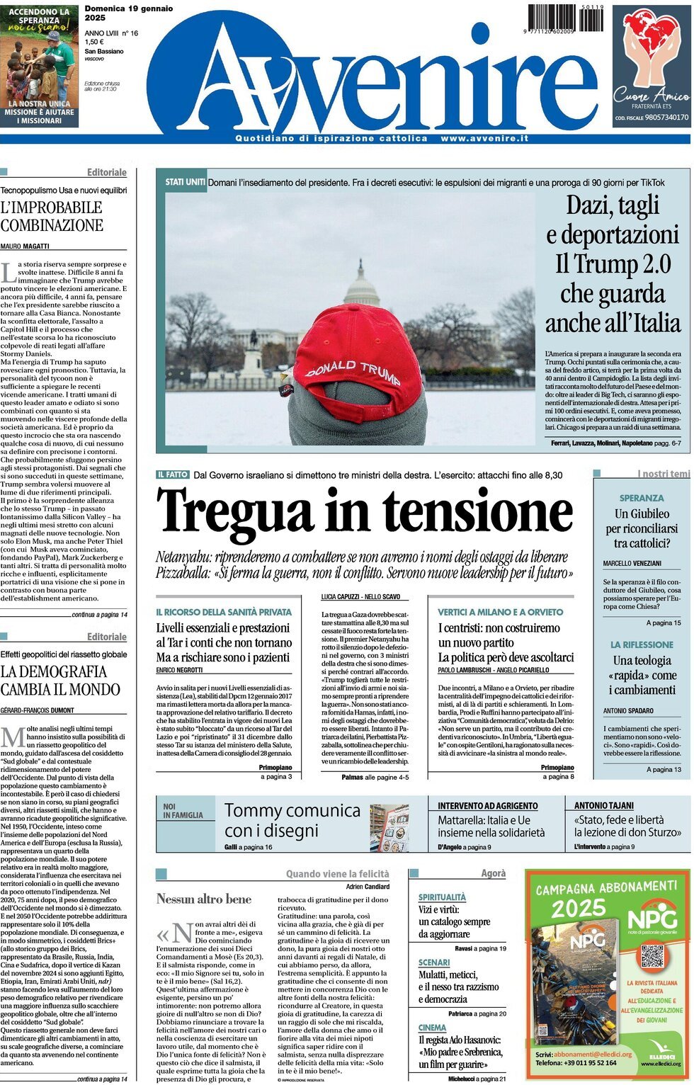 Prima-pagina-avvenire-edizione-di-oggi-19-01-2025