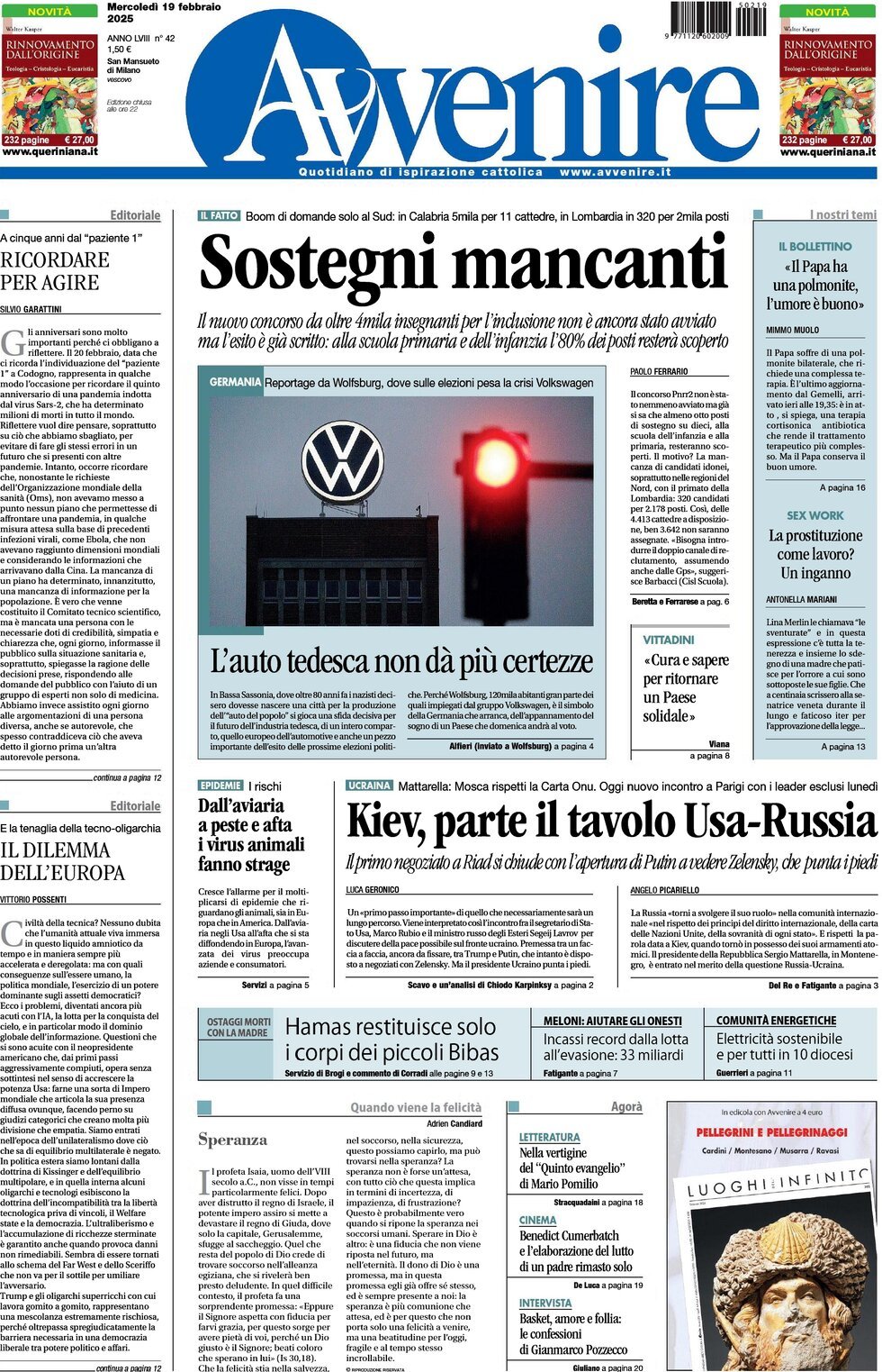 Prima-pagina-avvenire-edizione-di-oggi-19-02-2025