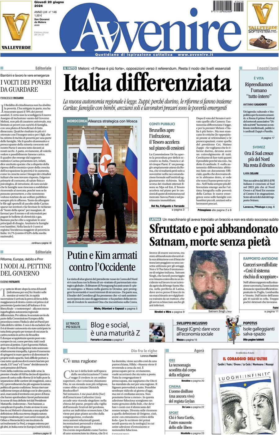 Prima-pagina-avvenire-edizione-di-oggi-20-06-2024