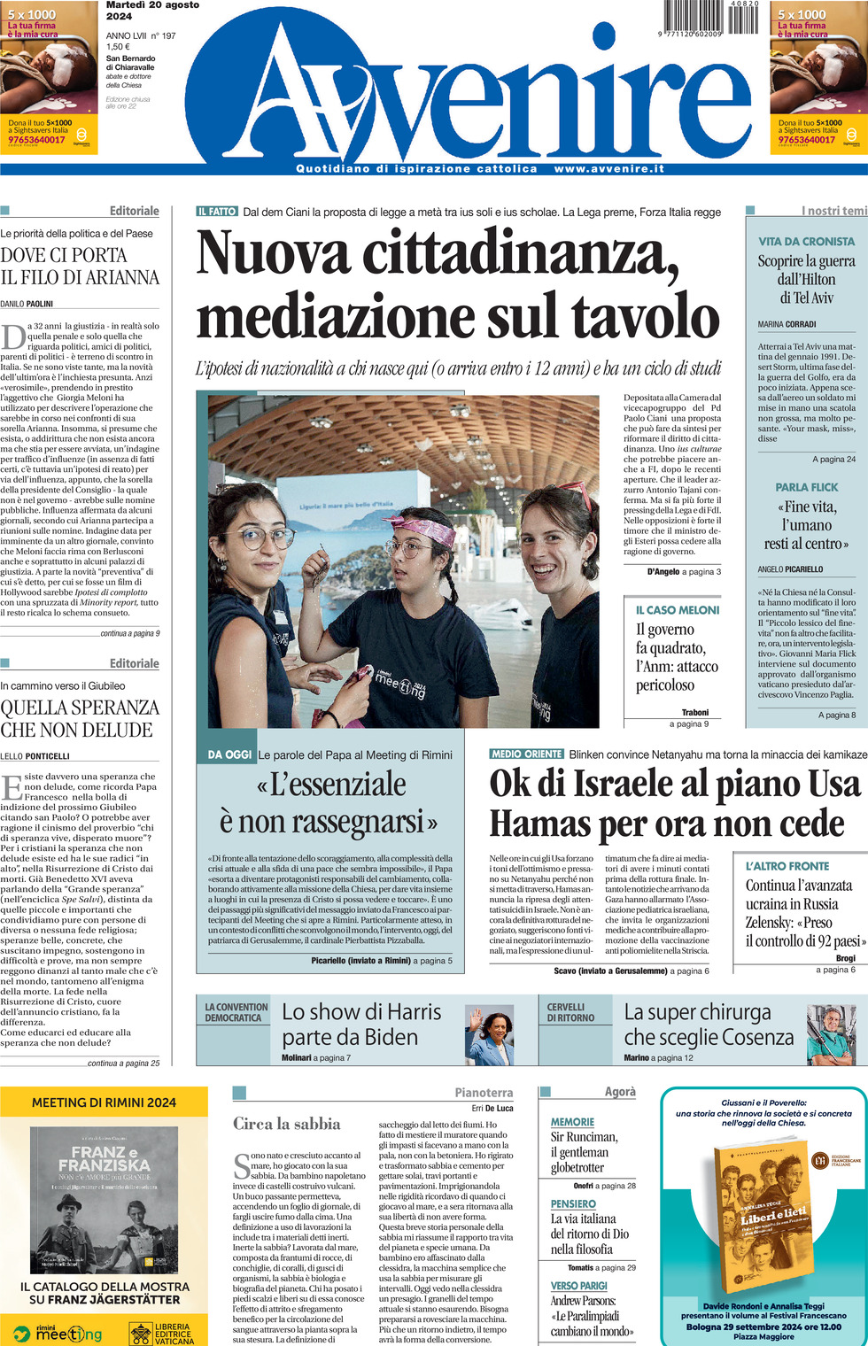 Prima-pagina-avvenire-edizione-di-oggi-20-08-2024