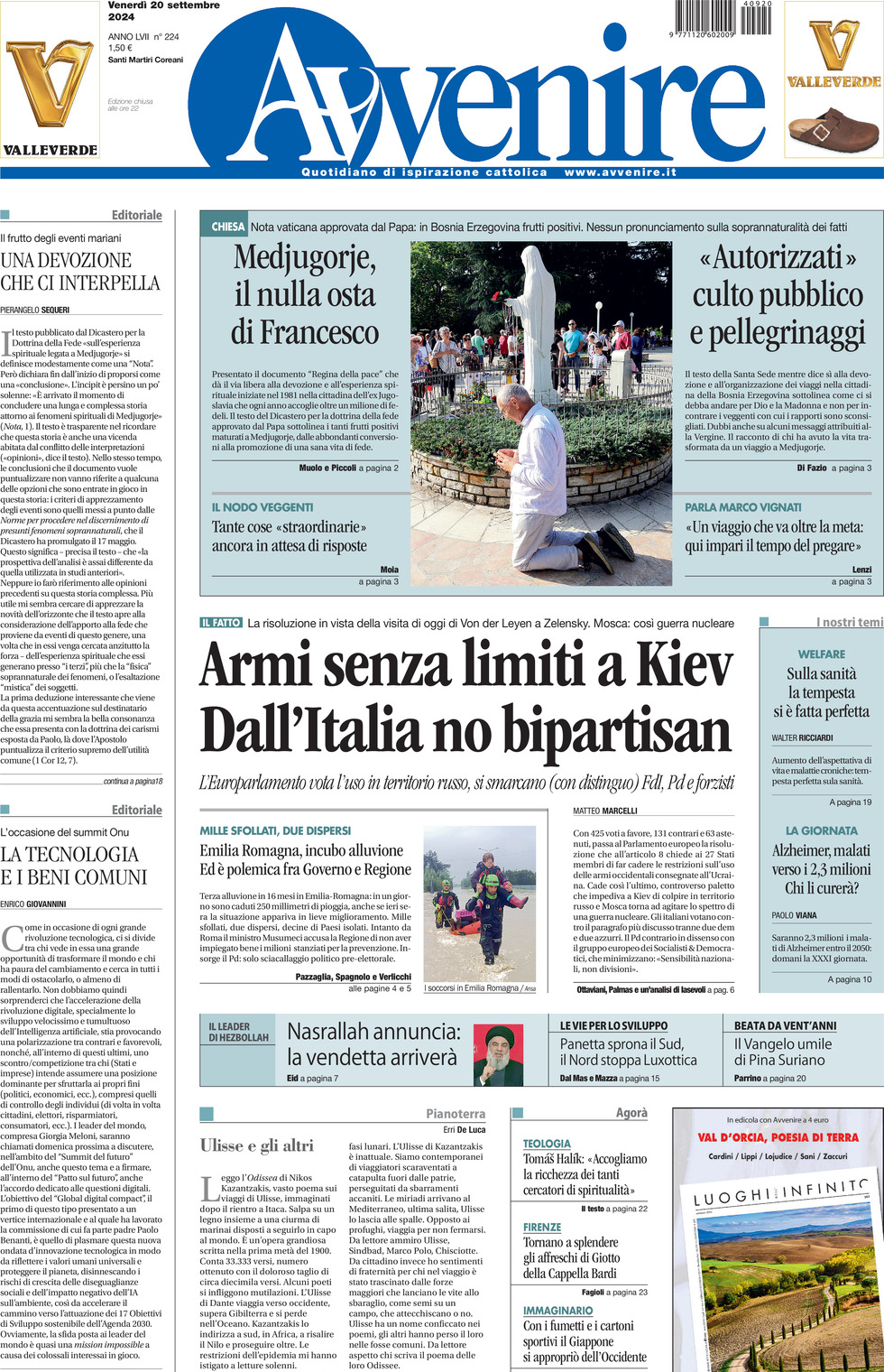 Prima-pagina-avvenire-edizione-di-oggi-20-09-2024